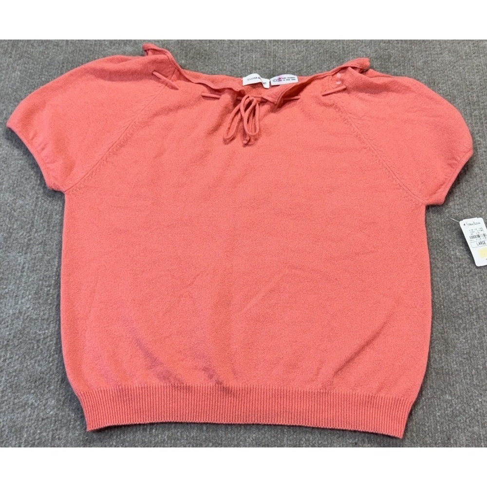 TSE Women L Cashmere Short SLV Top Blouse Quiet Luxe Soft Girl Cropped